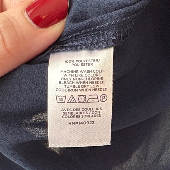 LOFT Navy Blue Tie Front Blouse Size XL - Picture 6 of 8